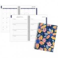 Cambridge Joyful Floral Planner - Small Size - Academic - Weekly, Monthly - 12 Month - July - June - 1 Week, 1 Month Double Page Layout - 8 1/2