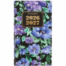 At-A-Glance Badge Floral Two-Year Monthly Planner - Pocket - Monthly - 24 Month - January 2026 to December 2026 - 1 Month Double Page Layout - 3 1/2