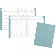 At-A-Glance Contemporary Academic Planner - Large Size - Academic - Monthly, Weekly - 12 Month - July - June - 8:00 AM to 5:30 PM - Half-hourly - 1 Week, 1 Month Double Page Layout - Twin Wire - Green, Teal, Gold - Paper, Poly - Gold - 8.3