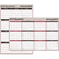 At-A-Glance Reversible Wall Calendar - Julian Dates - Quarterly - 1 Year - January 2023 - December 2023 - 24