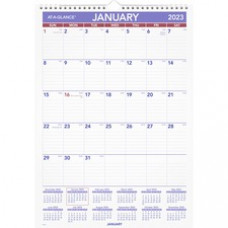 At-A-Glance Monthly Wall Calendar - Medium Size - Julian Dates - Monthly - 12 Month - January 2023 - December 2023 - 1 Month Single Page Layout - 12