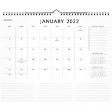 At-A-Glance Elevation Monthly Wall Calendar - Monthly - 12 Month - January 2023 - December 2023 - 1 Month Single Page Layout - White Sheet - Twin Wire - White - Paper - Schedule Section, Important Date, Notes Area, Tear-off, Dated Planning Page, Blee