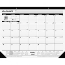 At-A-Glance Classic Monthly Desk Pad - Monthly - 1 Year - January 2024 - December 2024 - 1 Month Single Page Layout - 24" x 19" Sheet Size - Desktop - White - Paper - Non-refillable - 1 Each