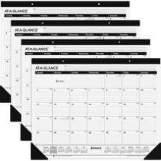 At-A-Glance Classic Monthly Desk Pad - Monthly - 1 Year - January 2024 - December 2024 - 1 Month Single Page Layout - 24 x 19" Sheet Size - Desktop - White - Paper - Non-refillable - 4 / 