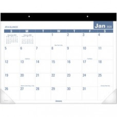 At-A-Glance E-Z Read Monthly Desk Pad - Julian Dates - Monthly, Daily - 12 Month - January 2024- December 2024- 1 Month Single Page Layout - 22" x 17" Sheet Size - 2.50" x 2.93" Poly - Reference Calendar, Sturdy Back,