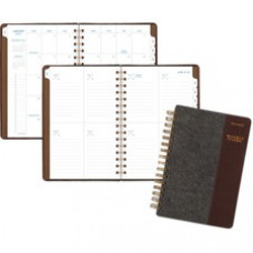 At-A-Glance Signature Collection Planner - Small Size - Weekly, Monthly - 13 Month - January 2023 - January 2024 - 1 Week, 1 Month Double Page Layout - White Sheet - Twin Wire - Gray - Brown, Gray - 8.5