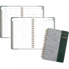 At-A-Glance Signature Collection Academic Planner - Academic - Monthly, Weekly - 13 Month - July 2022 - July 2023 - 1 Month, 1 Week Double Page Layout - Twin Wire - Clear - Paper, Bronze - Gray, Green - 5.5