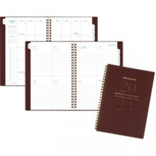 At-A-Glance Signature Planner - Monthly, Weekly - 12 Month - January 2023 - December 2023 - 1 Week, 1 Month Double Page Layout - Twin Wire - Red, Clear - Paper - 5.8