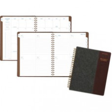 At-A-Glance Signature Collection Planner - Large Size - Weekly, Monthly - 13 Month - January 2023 - January 2024 - 1 Week, 1 Month Double Page Layout - White Sheet - Twin Wire - Gray - Brown, Gray - 11
