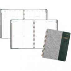 At-A-Glance Signature Collection Planner - Large Size - Academic - Monthly, Weekly - 13 Month - July 2022 - July 2023 - 1 Month, 1 Week Double Page Layout - Twin Wire - Clear - Paper, Bronze - Gray, Green - 8.5
