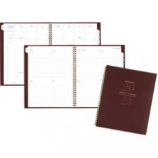 At-A-Glance Signature Planner - Monthly, Weekly - 12 Month - January 2023 - December 2023 - 1 Week, 1 Month Double Page Layout - Twin Wire - Red, Clear - Paper - 8.5