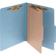 ACCO® Pressboard 4-Part Classification Folders, Letter, Blue, Box of 10 - 2" Folder Capacity - Letter - 8 1/2" x 11" Sheet Size - 4 x Clip Fastener(s) - 4 Divider(s) - Pressboard - Sky Blue - Recycled - 10 / Box