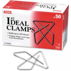 Acco Ideal Butterfly Clamps - No. 2 - 100 Sheet Capacity - for Office, Home, School, Document, Paper - Sturdy, Tear Resistant, Bend Resistant, Flex Resistant - 150 / Pack - Silver