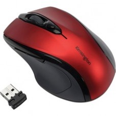 Kensington Pro Fit Mid-size Wireless Mouse - Optical - Wireless - Radio Frequency - 2.40 GHz - Ruby, Red - 1 Pack - USB - 1750 dpi - Scroll Wheel - Right-handed Only