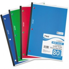 Mead 05222 1-Subject Wireless Notebook - 80 Sheets - Ruled - 8