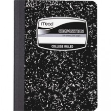 Mead Composition Book - Sewn - 7 1/2" x 9 3/4" - Black Paper - Black Marble Cover - 1Each