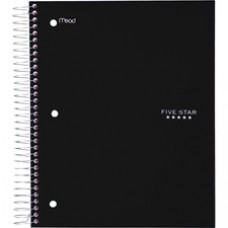 Five Star Wirebound Black 5-subject Notebook - 200 Sheets - Wire Bound - Wide Ruled - 3 Hole(s) - 8