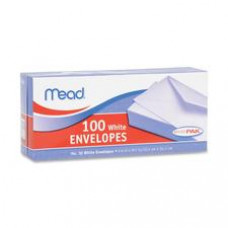 Mead Plain White Envelopes - Business - #10 - Gummed - 100 / Box - White
