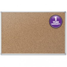 Mead Cork Surface Bulletin Board - 24" Height x 18" Width - Natural Cork Surface - Self-healing - Silver Aluminum Frame - 1 Each