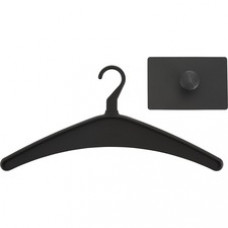Quartet® Magnetic Hook, Single Post, 1 Hanger Included, Black - 1 Hooks - 1 Hangers - for Coat, Jacket, Bag, Garment - Steel - Black - 1 Each