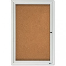 Quartet® Enclosed Cork Bulletin Board for Outdoor Use, 2' x 3', 1 Door, Aluminum Frame - 36