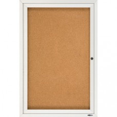 Quartet® Enclosed Cork Bulletin Board for Indoor Use, 2' x 3', 1 Door, Aluminum Frame - 36