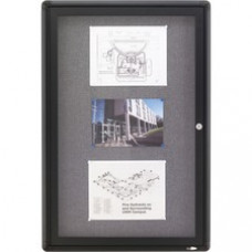 Quartet® Enclosed Radius Fabric Bulletin Board, 2' x 3', 1 Door, Graphite Frame - 36