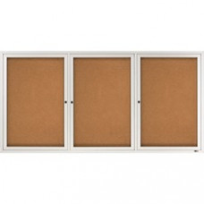 Quartet® Enclosed Cork Bulletin Board for Indoor Use, 6' x 3', 3 Door, Aluminum Frame - 36