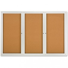 Quartet® Enclosed Cork Bulletin Board for Indoor Use, 6' x 4', 3 Door, Aluminum Frame - 48