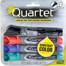 Quartet® EnduraGlide® Dry-Erase Markers, Chisel Tip, Assorted Colors, 4 Pack - Chisel Marker Point Style - Assorted - 4 / Set