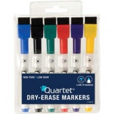 Quartet® ReWritables® Mini Dry-Erase Markers, Magnetic, Assorted Classic Colors, 6 Pack - Fine Marker Point - Black, Red, Green, Blue, Purple, Yellow - 6 / Set