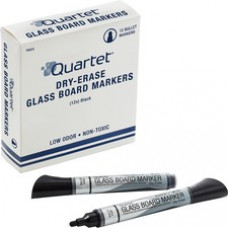 Quartet® Premium Glass Board Dry-Erase Markers, Bullet Tip, Black, 12 Pack - Bullet Marker Point Style - Black - 12 / Dozen