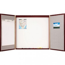 Quartet® Laminate Conference Room Cabinet, 4' x 4', Whiteboard/Bulletin Board Interior, Mahogany Finish - 48