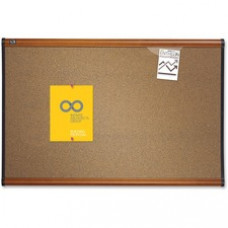 Quartet® Prestige® Colored Cork Bulletin Board, 3' x 2', Light Cherry Finish Frame - 24