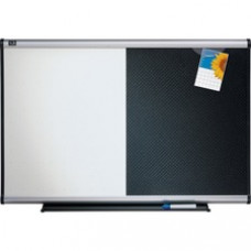 Quartet® Prestige® Combination Board, 3' x 2', Total Erase®/Embossed Foam, Aluminum Frame - 36