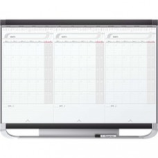 Quartet® Prestige® 2 Sliding Three Month Calendar Board, 3' x 2', Total Erase® Surface - Monthly, Daily, Quarterly - 3 Month - Wall Mountable - Graphite, White - Stain Resistant, Ghost Resistant, Erasable, Durable, Marker Tray, Mountable, Slid