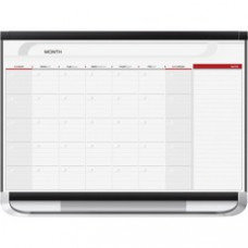 Quartet® Prestige® 2 Magnetic Monthly Calendar Board, 3' x 2', Total Erase® Surface - Monthly - 1 Month - Wall Mountable - Graphite, White - Steel - Erasable, Stain Resistant, Ghost Resistant, Magnetic, Durable, Marker Tray - TAA Compliant