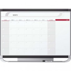 Quartet® Prestige® 2 Magnetic Monthly Calendar Board, 4' x 3', Total Erase® Surface - Monthly - 1 Month - Wall Mountable - Graphite, White - Steel - Erasable, Ghost Resistant, Stain Resistant, Magnetic, Durable, Mountable, Marker Tray - TAA Co