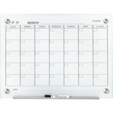 Quartet Infinity™ Glass Magnetic Calendar Board - Monthly, Daily - 1 Month - White - Tempered Glass - Magnetic, Durable, Stain Resistant, Ghost Resistant, Scratch Resistant, Dent Resistant, Dry Erase Surface, Notes Area, Reusable