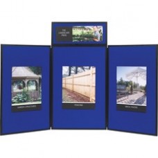Quartet® Show-It!® 3-Panel Display System, 6' x 3', Double-sided, Blue/Gray - 36