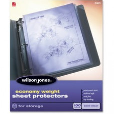Wilson Jones® Economy Weight Top-Loading Sheet Protectors, Semi-Clear, 100/Box - 2 mil Thickness - For Letter 8 1/2