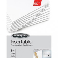 Wilson Jones® Insertable Dividers - Gold Line, 8-Tab Set, Clear Tabs on White Paper - 5 Tab(s) - 5 Tab(s)/Set - Letter - White Paper Divider - Clear Tab(s) - 8 / Set