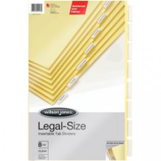 Wilson Jones® Legal Insertable Dividers, 8-Tab Set, Clear Tabs on Buff Paper, 8 1/2
