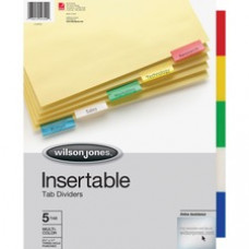 Wilson Jones® Insertable Tab Dividers, 5-Tab Set, Multicolor Tabs - 5 x Divider(s) - 5 Tab(s) - 5 Tab(s)/Set - Letter - 8 1/2