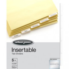 Wilson Jones® Insertable Tab Dividers, 5-Tab Set, Clear Tabs - 5 x Divider(s) - 5 Tab(s) - 5 Tab(s)/Set - Letter - 8 1/2