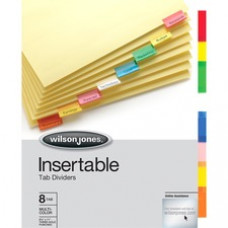 Wilson Jones® Insertable Tab Dividers, 8-Tab Set, Multicolor Tabs - 8 x Divider(s) - 8 Tab(s) - 8 Tab(s)/Set - Letter - 8 1/2