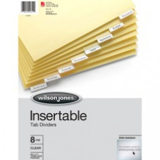 Wilson Jones® Insertable Tab Dividers, 8-Tab Set, Clear Tabs - 8 x Divider(s) - 8 Tab(s) - 8 Tab(s)/Set - Letter - 8 1/2