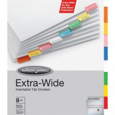 Wilson Jones® Oversized Insertable Dividers, 8-Tab Set, Multicolor Tabs - 8 x Divider(s) - 8 Tab(s) - 8 Tab(s)/Set - 9.3