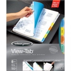Wilson Jones® View-Tab® Transparent Dividers, 8-Tab Set, Square Multicolor, 5 Pack - 8 Print-on Tab(s) - 8 Tab(s)/Set - Transparent Polypropylene Divider - Multicolor Polypropylene, Transparent Tab(s) - 8 / Box