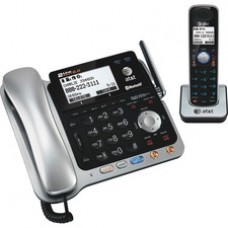 AT&T TL86109 DECT 6.0 2-Line Expandable Corded/Cordless Phone with Bluetooth Connect to Cell and Answering System, Silver/Black, 1 Handset - 2 x Phone Line - Speakerphone - Answering Machine - Backlight
